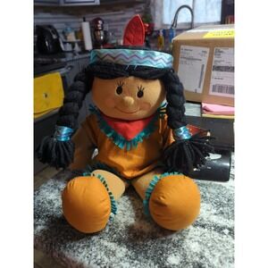 VINTAGE LIL POCAHONTAS GIBSON GREETINGS STUFFED DOLL 15" 1995 NATIVE AMERICAN